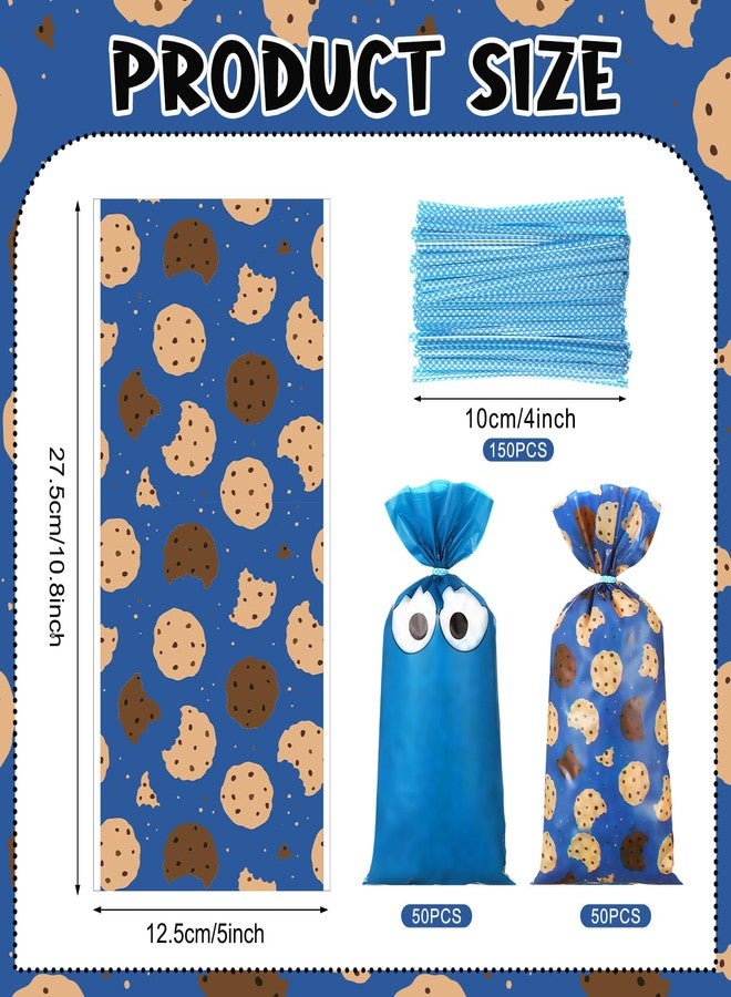 مارسبارك - ١٠٠ قطعة من مستلزمات حفلات الوحوش - أكياس هدايا كرتونية على شكل وحوش مع أربطة - ١٠.٨ × ٥ بوصة - أكياس سيلوفان زرقاء للبسكويت - أكياس حلوى ووجبات خفيفة لحفلات أعياد الميلاد - زينة لحفلات استقبال المولود الجديد - Image 2